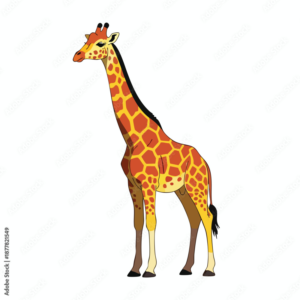 Fototapeta premium Tall Cartoon Giraffe with Spotted Fur