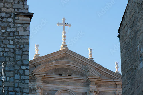 фотографія Detail from baroque church of Saint Ignatius in Dubrovnik, Croatia, pediment and
