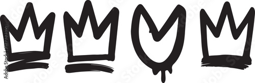 Graffiti crown silhouette set urban brush vector illustration