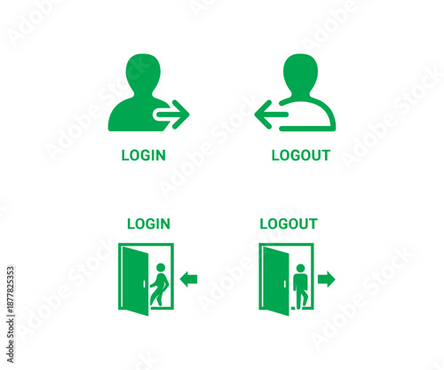 Login and Logout Icon for Account, Profile and UI Design