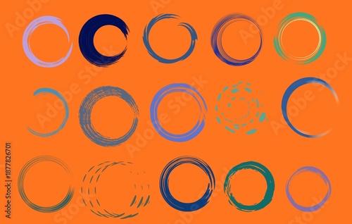 Circular Paint Strokes on Autumn Orange background – Minimal Modern Art Elements