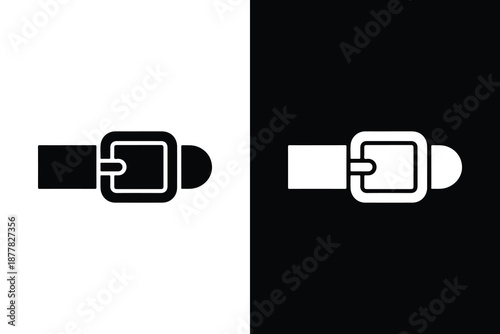 Simple belt buckle icon illustration in black and white background