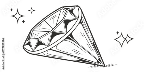 Illustrated diamond with sparkles