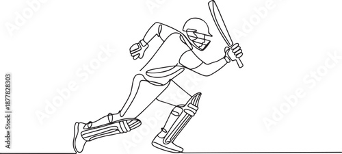 Minimalist Cricket Player Illustration
