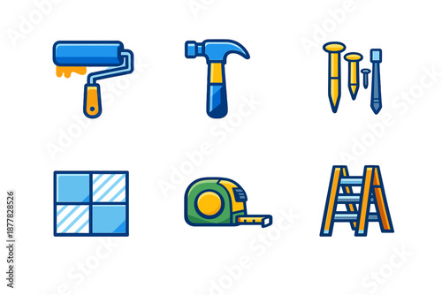Construction and Renovation Tools Icons Set
