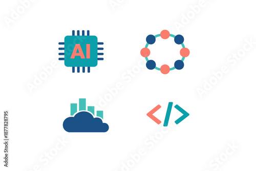 Abstract technology and data concepts icons