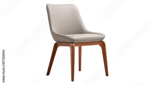 Wallpaper Mural Modern Beige Upholstered Dining Chair with Wooden Legs Isolated on Transparent Background Torontodigital.ca
