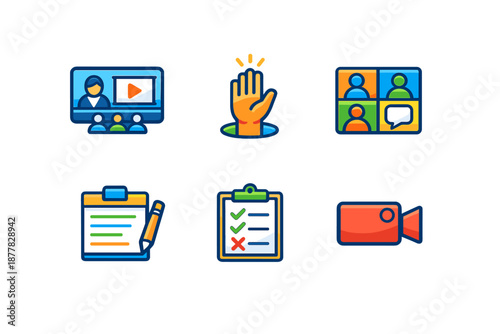 Online Meeting and Education Icons