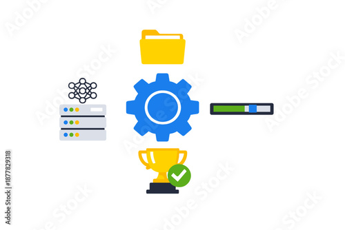 Data processing and success icons