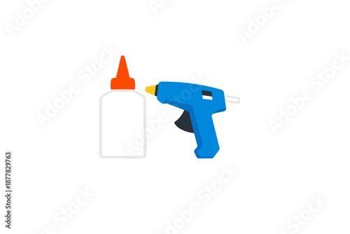 Illustration of a glue bottle and a hot glue gun