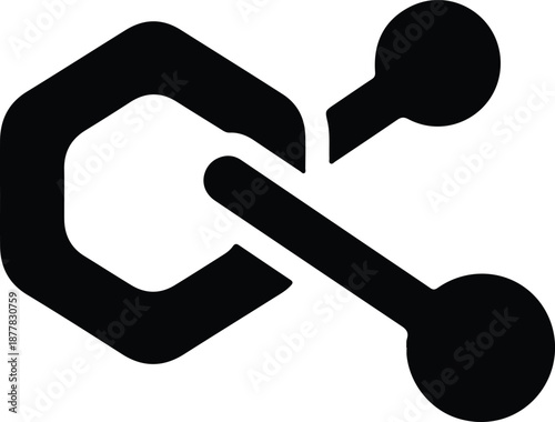 Silhouette abstract symbol connection linkage with circles and hexagon vector
