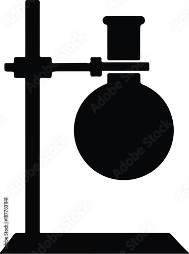 Silhouette laboratory flask on stand illustration vector