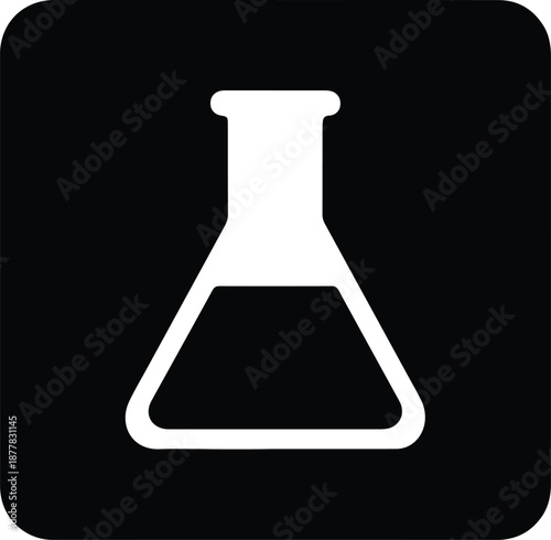 Silhouette laboratory flask with liquid inside science experiment vector illustration