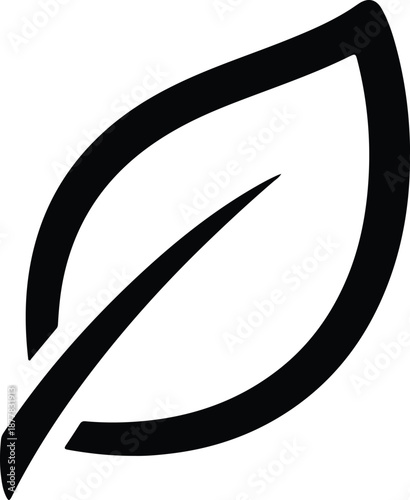 Silhouette of a simple leaf with a central vein illustration vector