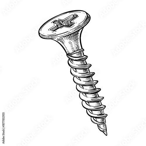 drywall screw vector line art hand drawn illustration
