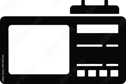Silhouette of an old portable radio with speaker and controls illustration vector