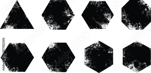 Black geometric shapes with grunge effect on transparent background high-quality professional detailed modern elegant stylish clean crisp vibrant colorful digital

