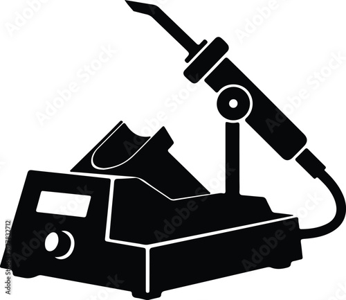 Silhouette soldering station with iron and stand illustration vector