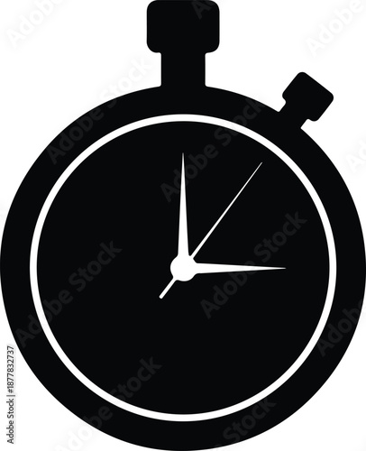 Silhouette stopwatch with two hands and dial illustration vector