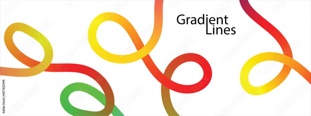 Fototapeta premium Abstract colorful gradient ribbon lines pattern colorful waves and shapes.