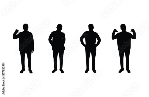 standing man silhouette in different types of position with standing sideways easy to edit and use standing sideways
