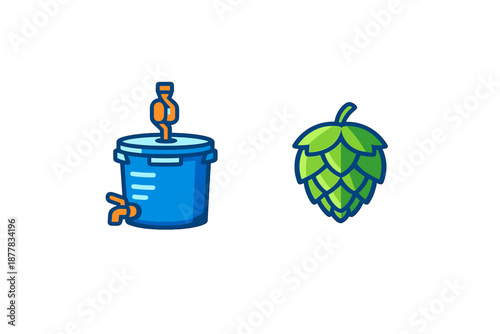 Brewing equipment and hops icon