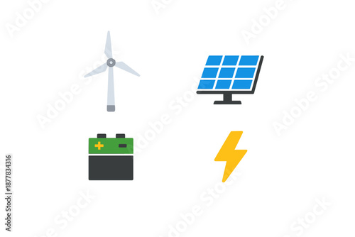 Renewable energy sources and storage: wind, solar, battery, lightning