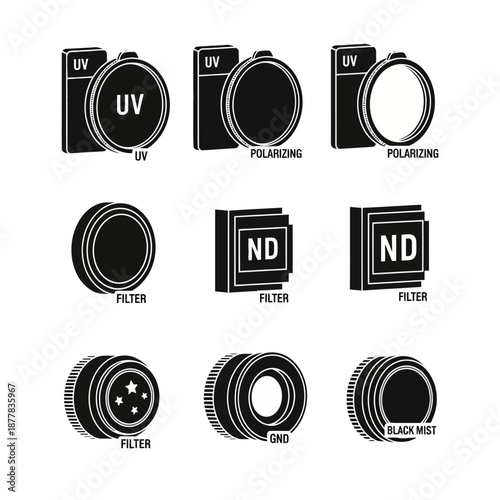 Camera Lens Filters and Accessories Illustration.