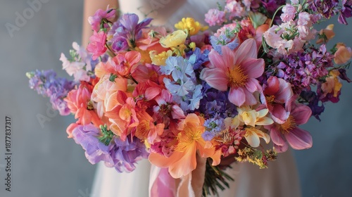 Wallpaper Mural Colorful artistic wedding bouquet with unexpected flower combinations, creative floral concept for modern weddings.  Torontodigital.ca