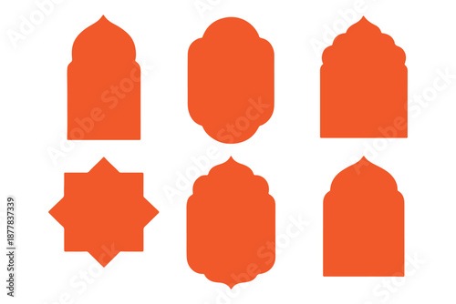 Shape Islamic door and arabic window arch. Arabic door and window vector silhouette. Collection of oriental style. Islamic vector shapes of a window or door arch