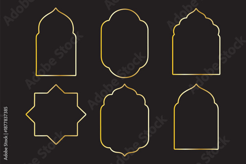 Shape Islamic door and arabic window arch. Arabic door and window vector silhouette. Collection of oriental style. Islamic vector shapes of a window or door arch