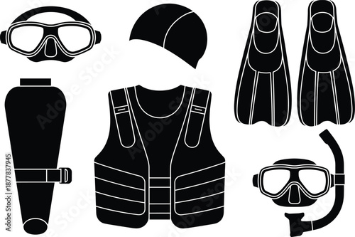 Black and White Snorkeling Gear Set diving equipment