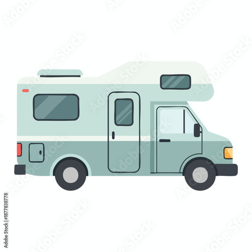 Camper Van Illustration on White Background