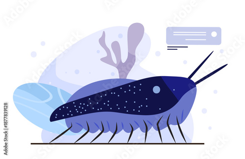 Parasite microorganism infection disease vector microbe stylized blue organism multiple legs antennae abstract background medical science concept