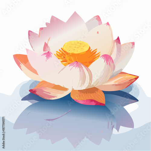 Serene Blooming Lotus: Realistic Vector for Wellness and Emotional Calm