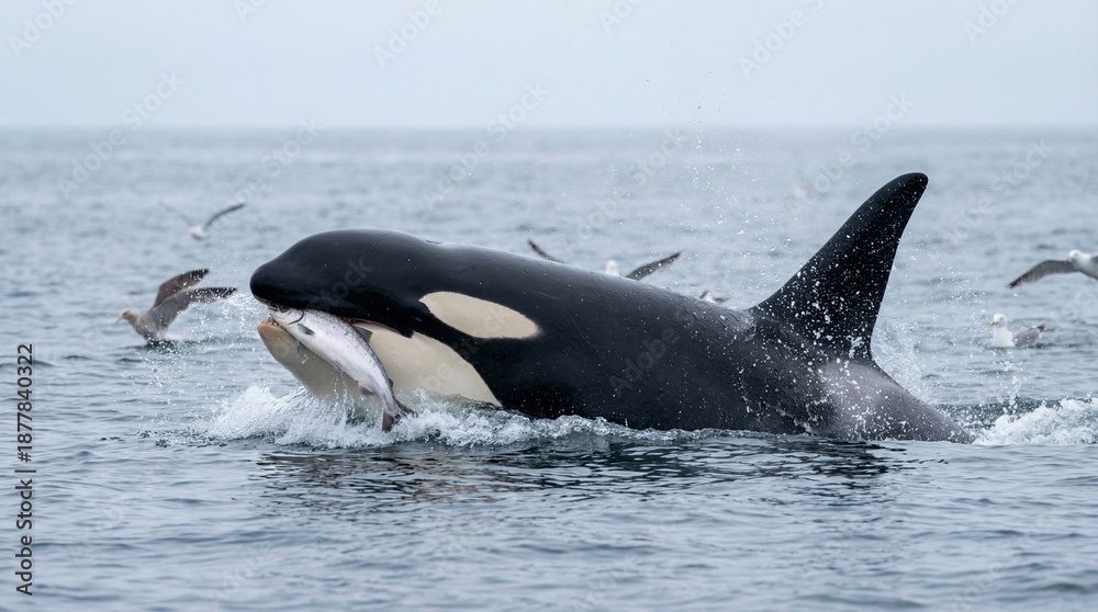 Fototapeta premium Hunting orca(狩りをするシャチ)