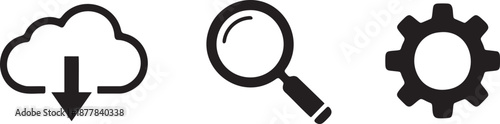 Cloud Computing Search and Configuration Graphic Icons