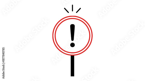 A red circular warning sign with an exclamation mark, indicating caution or danger.