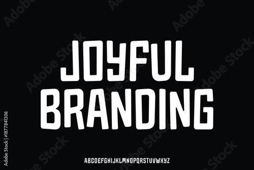Decorative playful sans serif alphabet display font vector illustration. Joyful branding typeface