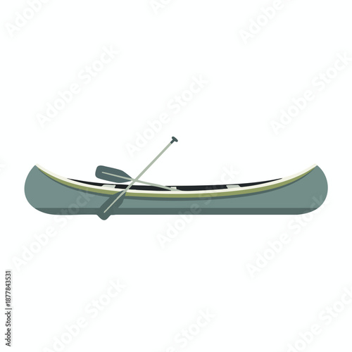 Canoe with Paddle on Calm Water