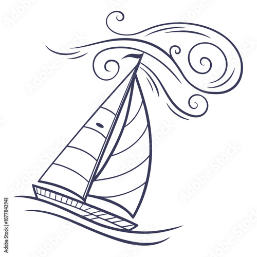 Sailing boat with wind