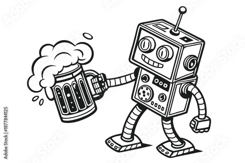  Vintage engraving style, jovial leprechaun, St. Patrick's Day, whiskey glass, wooden barrel, shamrock, top hat, detailed beard, cheerful expression, black and white illustration, woodcut texture, I