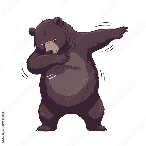 Cute bear dancing alone with joyful expression and dynamic movements