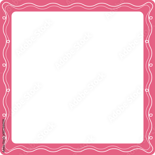 Square Pink Wave Line Heart Frame
