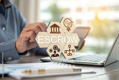 Professional handling of escrow services with technology in a modern office setting