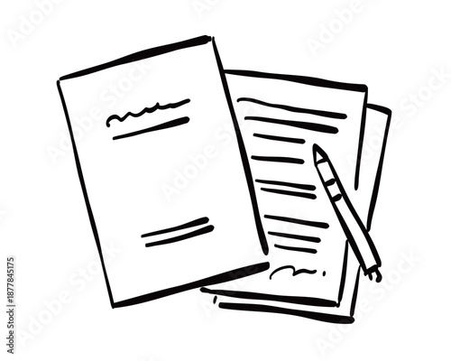 書類のシンプルな手書き風のイラスト