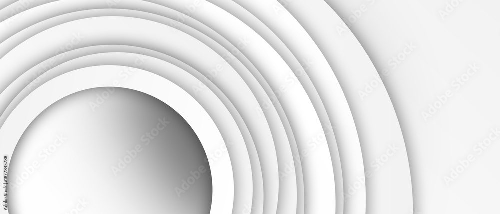 Fototapeta premium White circular cut paper layers background