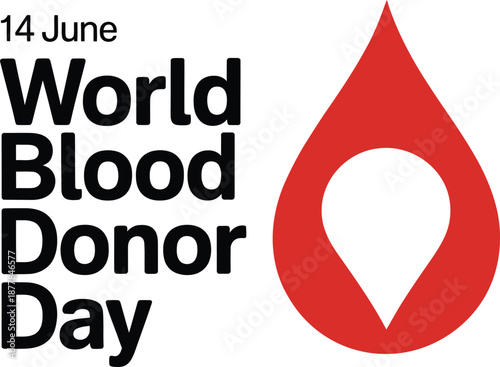 World Blood Donor Day June 14 Banner with Red Blood Drop 