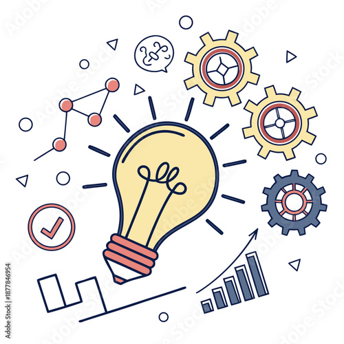 Creative idea with gears and icons