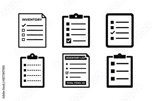 Inventory List Silhouette Minimal Flat Vector Illustration